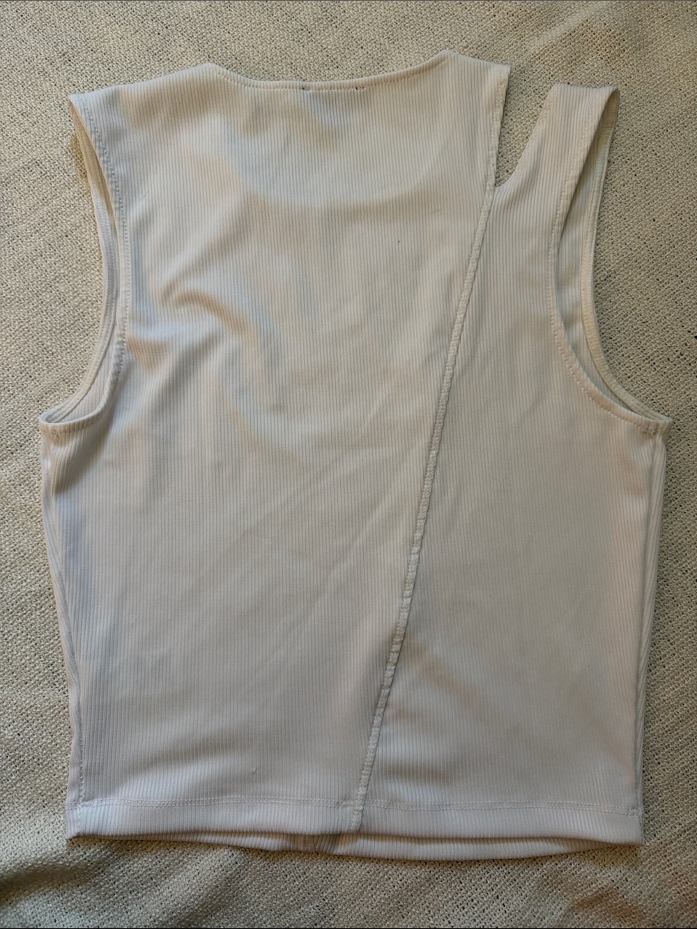 Dynamite Cream Ribbed Tank with Diagonal Seam - Picture 3 of 3